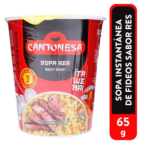 Sopa en vaso Cantonesa sabor res - 64 g