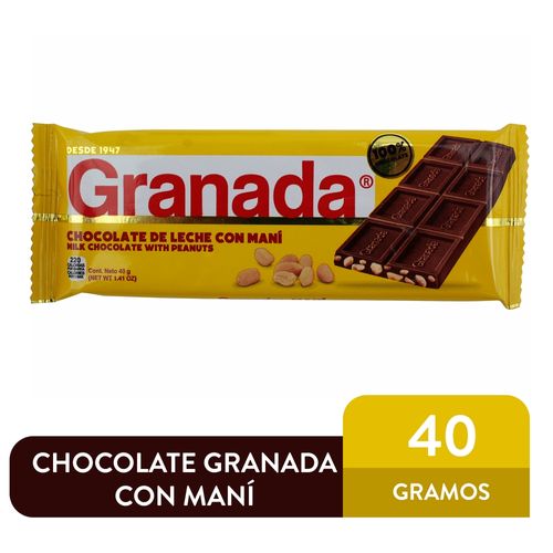 Tableta De Chocolate Granada Con Maní - 40 g