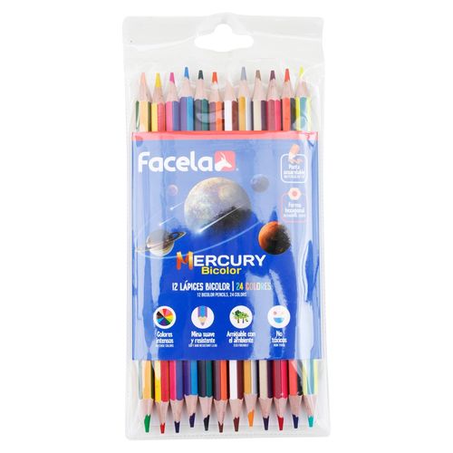 Lápices de color Facela mercury bicolor - 12 Uds