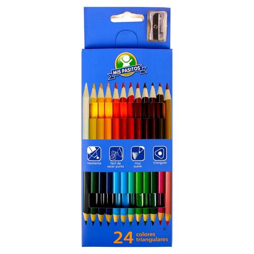 Lápices de color  Mis Pasitos triangulares con sacapuntas - 24 Uds