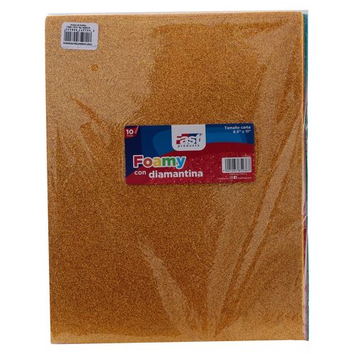 Foamy con diamantina Accesa colores primario - 10 Pzas