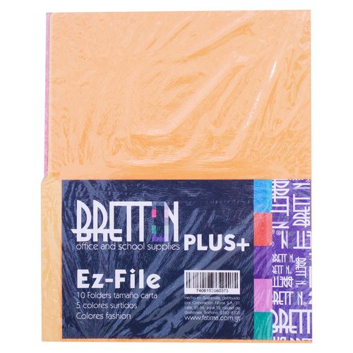 Folder Bretton tamaño carta colores surtidos - 10 Pzas