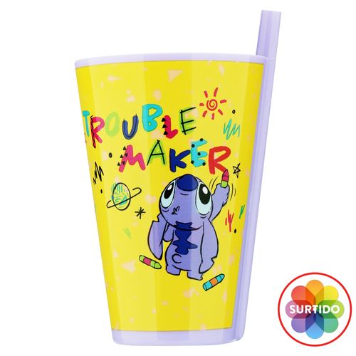 Vaso con pajilla Lilo & Stitch diseño divertido para niños