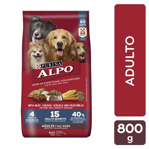 Alimento Purina alpo para perro todo tamaño sabor carne y vegetales - 800 g