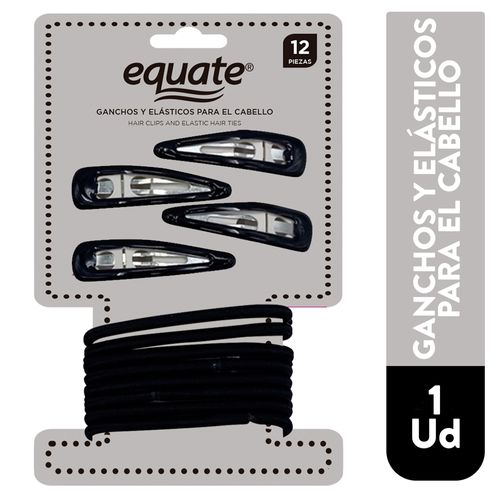Clips Y Bandas Elasticas Para Cabello Marca Equate 12 Piezas