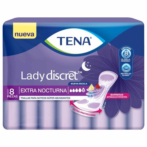 Toallas Para Incontinencia Tena ® Lady Discret Extra Nocturna -  8 Unidades