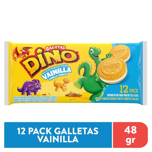 Galletas Dino, vainilla -12 paquetes.