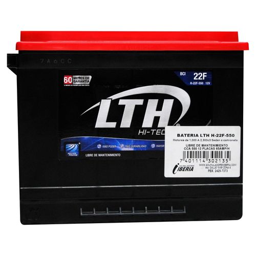 Batería para automóvil LTH 550 CCA de 12 placas