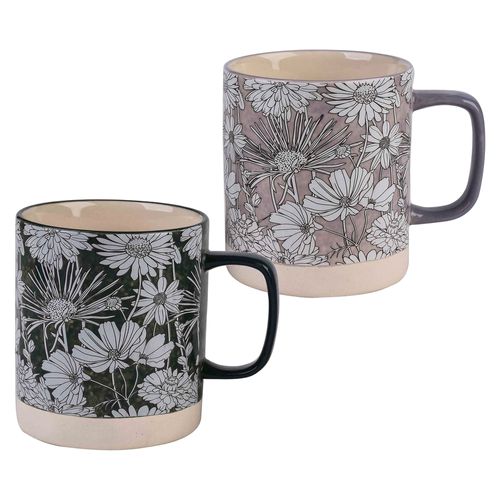 Taza Mainstays de cerámica con diseño floral -16 onz