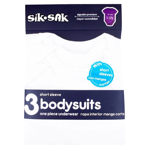 Bodies para bebé Sik Sak - Talla 0-3M - 3 Pack