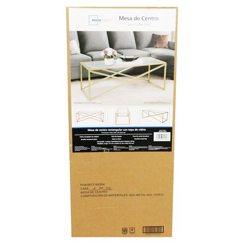 Ms Mesa De Centro Rectgular Vidrio 116cm