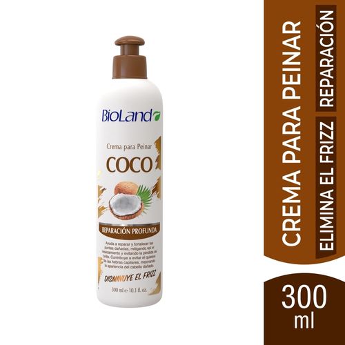 Crema Para Peinar Bioland Coco, Reparación Profunda - 300 ml