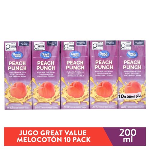 Jugo Great Value De Melocotón 10 Pack -2000 ml