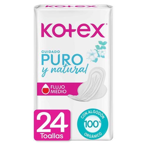 Toalla sanitaria Kotex ultrafina puro y natural - 24 Uds