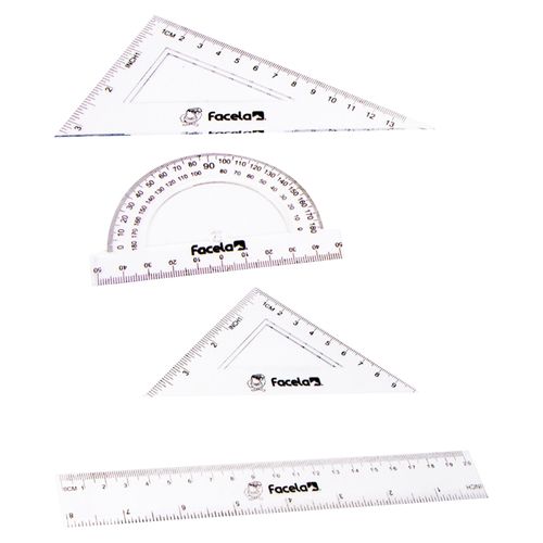 Estuche de geometría Facela reglas transparente - 4 Pzas
