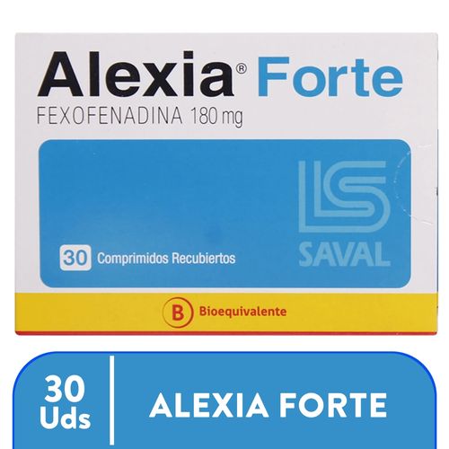 Alexia Forte Saval Tab 180 mg x 10-Precio indicado por antihistaminicos