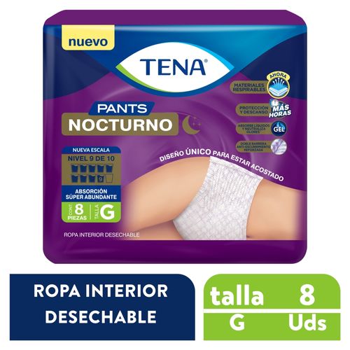 Pañal para adulto Tena pants nocturnos talla G - 8 Uds