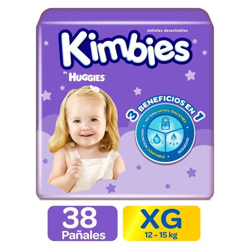 Pañales Kimbies Etapa 4/XG - 38 Unidades