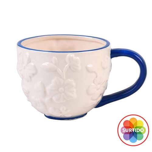 Taza Mainstays de cerámica embosada 3d -15 onz