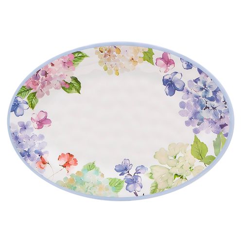 Bandeja Home Trends de melamina floral ovalada
