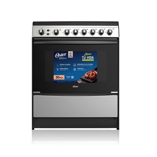 Cocina a Gas Oster OS-GSGN30SSIC 30” Color Negro 6 Quemadores