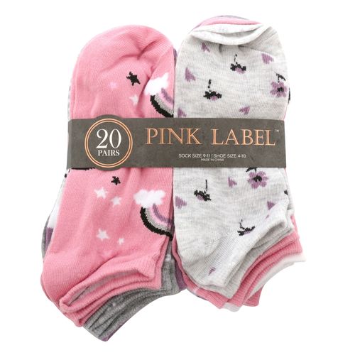 Calcetines Pink Label no show sin acolchado para mujer - 20 Pack