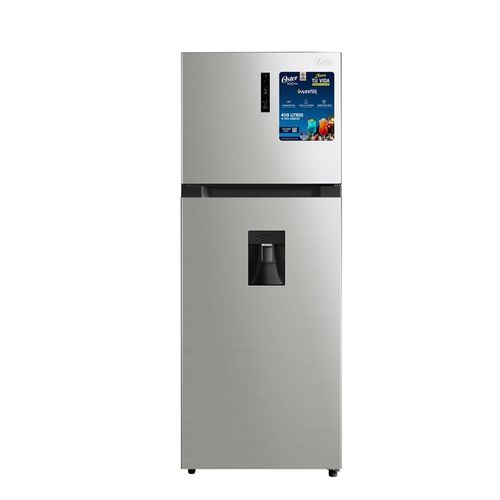 Refrigeradora Oster Mod. OS-NFMI1502ESDI 409Lts(14pc), INVERTER, Con Dispensador de Agua, Panel táctil, Color Gris Metálico.