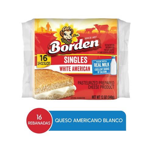 Queso Borden Americano Blanco Rebanado - 340 g