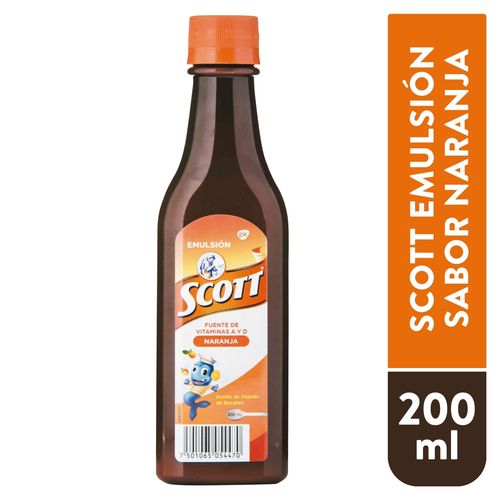 Complemento Nutricional Emulsión Scott  Para Niños Sabor Naranja, Frasco - 200ml
