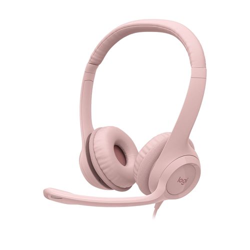 Audífonos con micrófono y cable H390 de Logitech Rosa
