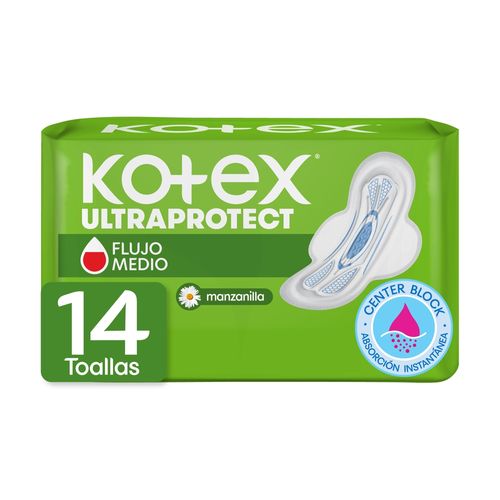 Toallas Femeninas Kotex Ultraprotect Manzanilla  - 14 Unidades