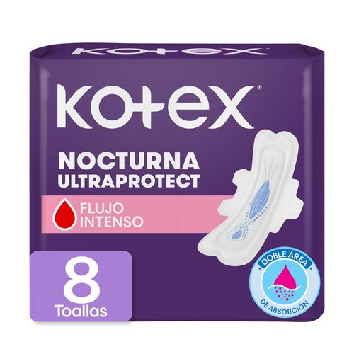 Toallas Femeninas Kotex Nocturna Ultraprotect - 8 Unidades