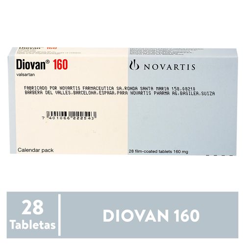 Diovan 160 mg caja 28 comprimidos - Precio indicado por caja