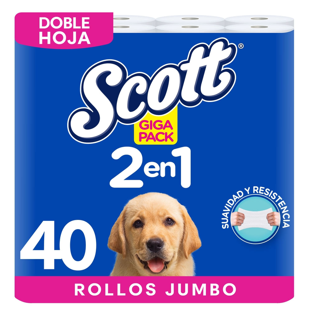 Imagen de Papel Higiénico Scott 2 En 1 Doble Hoja - 40 Rollos