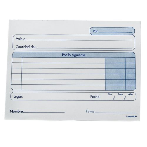 Block de vales Illescas de papel bond