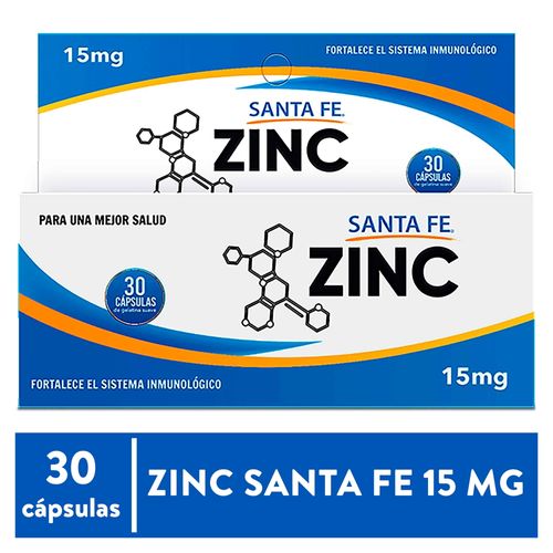 Zinc Santa Fe 15 Mg X 30 Cápsulas