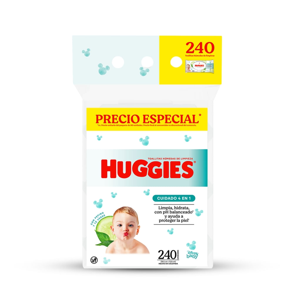 Imagen de Toallas Húmedas Huggies Cuidado 4 en 1 - 240 Unidades