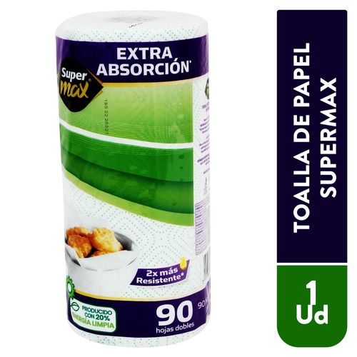 Toalla De Papel Para Cocina Tipo Mayordomo Marca Supermax Premium 90H - 1 Rollo