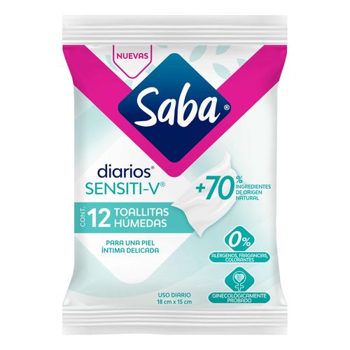 Toallitas Húmedas Saba Sensitiv - 12 Unidades