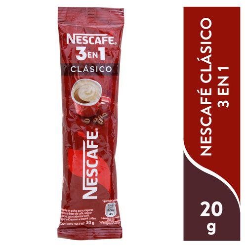 Café Nescafé Clásico 3 en 1 Sobre - 20 g