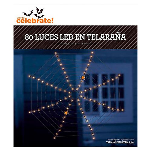 Telaraña Way To Celebrate Iluminada con 80 Luces Led