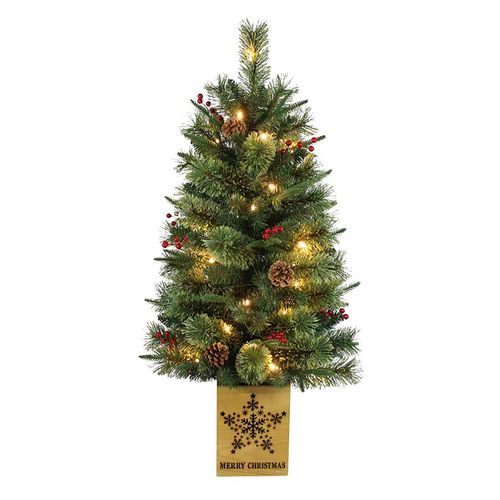 Árbol Holiday Time color verde iluminado - 106 cm