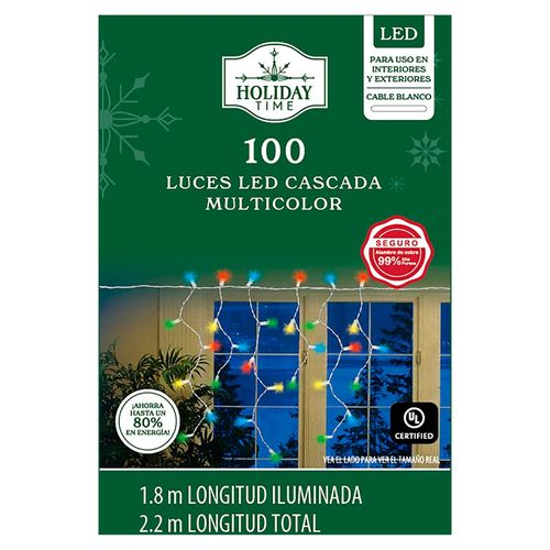 Luces LED Holiday Time cascada de colores Navidad serie de 100 luces