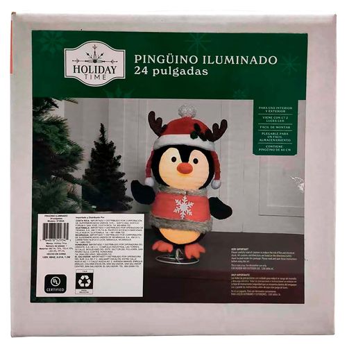 Adorno Holiday Time Pinguino Iluminado - 20 pulgadas