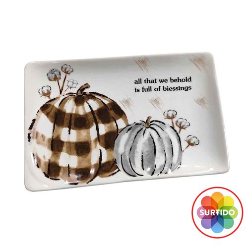 Plato Cuadrado D Calabaza 21cm Hv