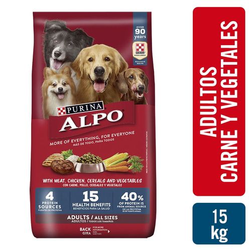 Comida para perros Purina Alpo Adultos con carne, pollo, cereales y vegetales  -15 kg