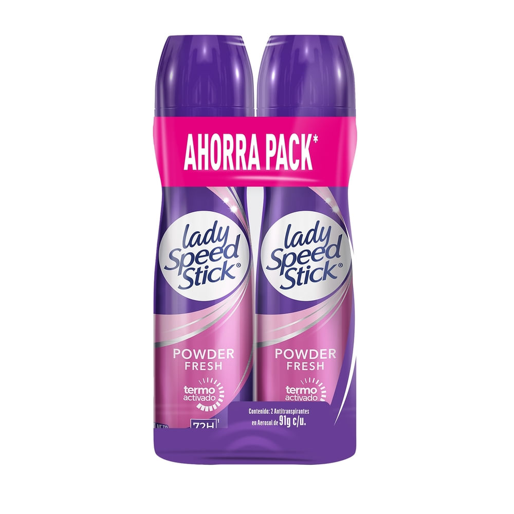 Desodorante Antitranspirante Lady Speed Stick 24/7 Powder Fresh Aerosol 91 g 2 Pack