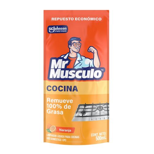 Desengrasante Mr. Músculo Limpiador Líquido para Cocina Naranja Repuesto - 500 ml