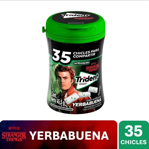 Chicle Trident botella sin azúcar sabor yerbabuena 35 Uds - 45,5g