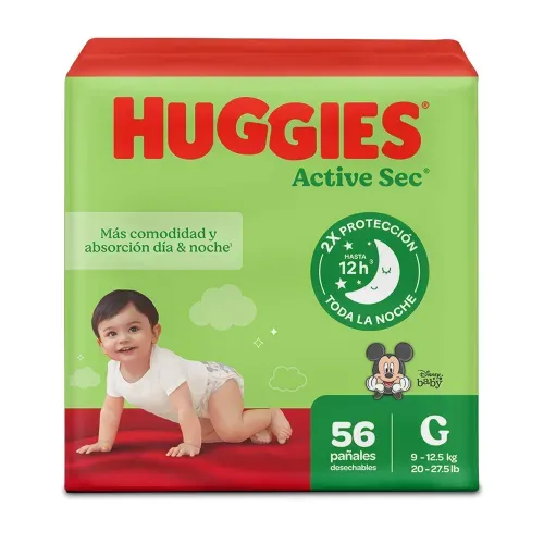 Pañales Huggies Active Sec 3/G - 56 Unidades